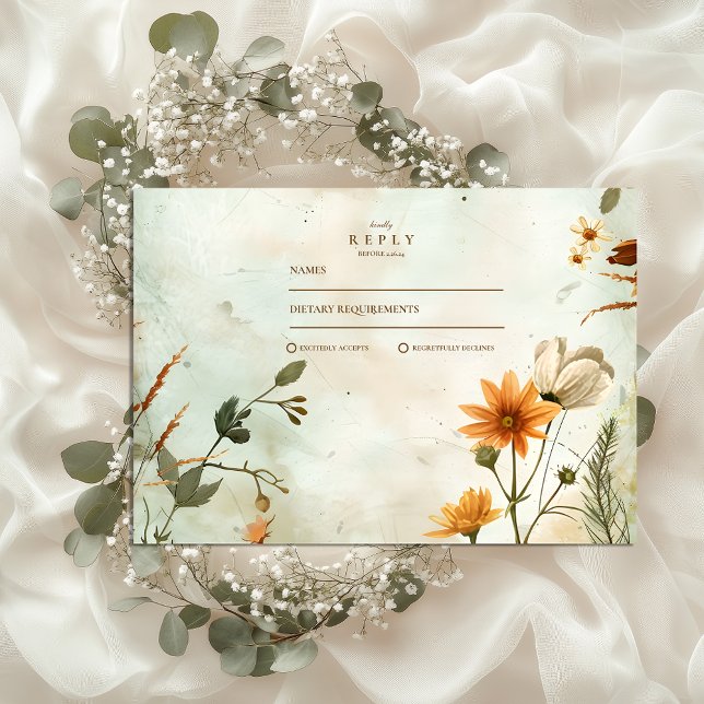 Sunset Meadow Wildflower Wedding RSVP Card (Creator Uploaded)