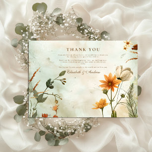 Sunset Meadow Wildflower Wedding Thank You Card