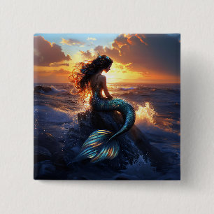 Sunset Mermaid 15 Cm Square Badge