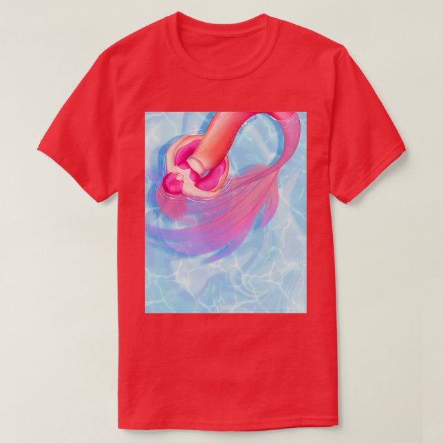 Sunset mermaid in a doughnut float T-Shirt (Design Front)