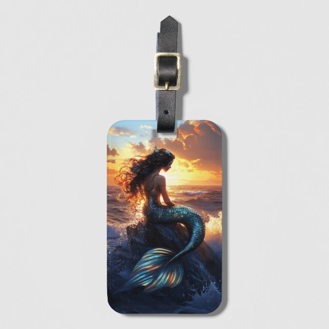 Sunset Mermaid Luggage Tag (Front Vertical)