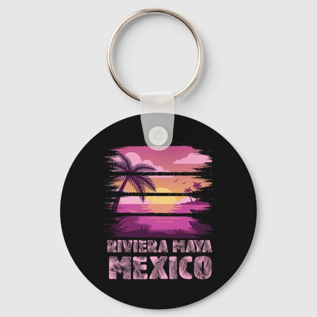 Sunset Mexico Riviera Maya Summer Vacation Beach S Key Ring (Front)