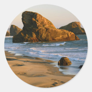 Sunset, Meyers Beach, Oregon, USA Classic Round Sticker