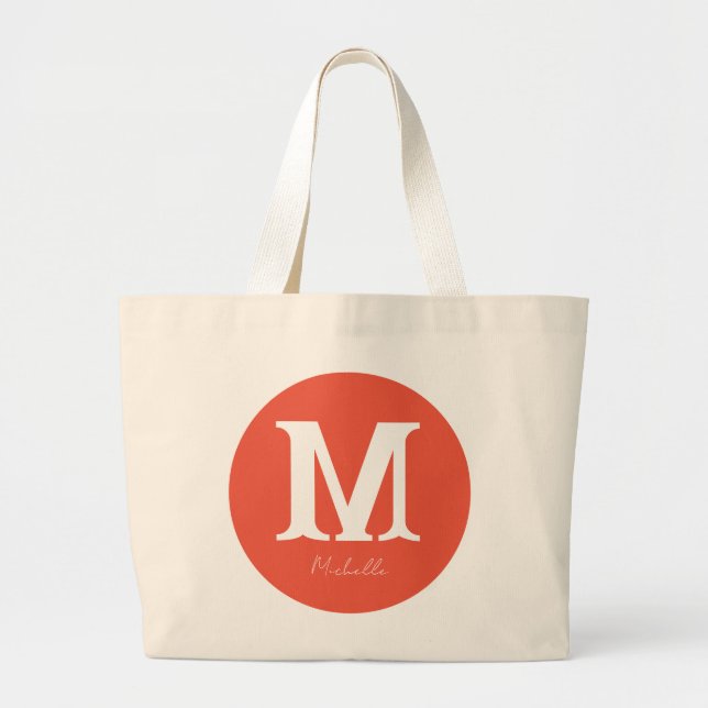 Sunset Minimal Monogram Large Tote Bag (Front)