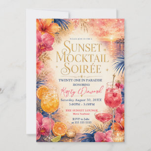 Sunset Mocktail Soirée 21st Birthday Invitation