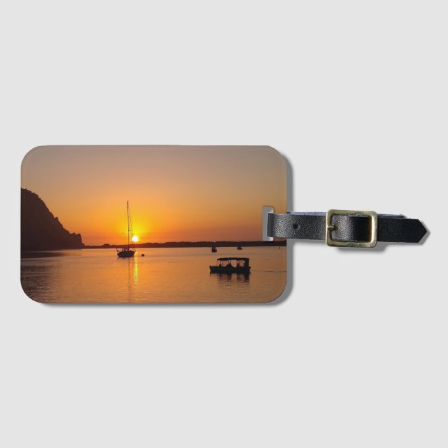 Sunset Morro Bay Sailboat Luggage Tag (Front Horizontal)