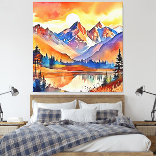 Sunset Mountain Art Design Canvas Print