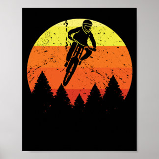 Sunset mountain bike downhill terrain cyclist poster