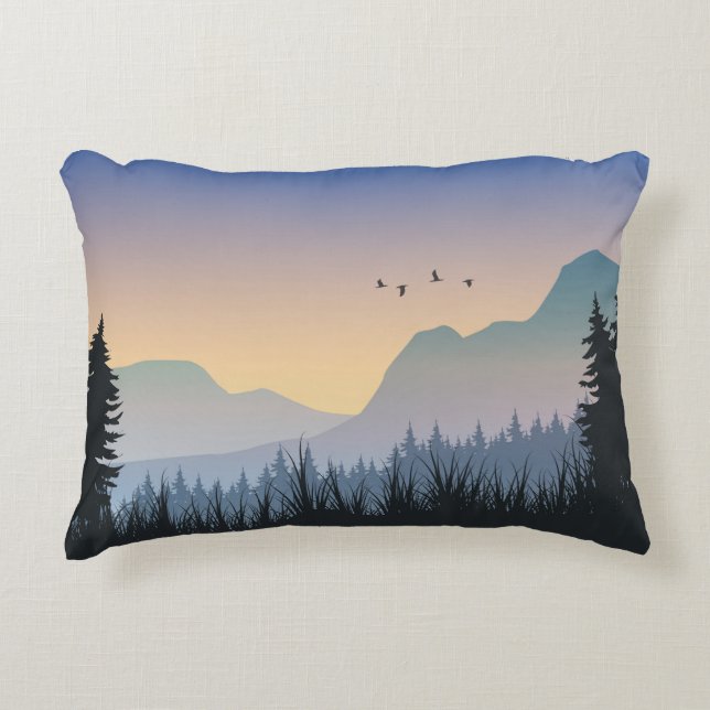  Sunset Mountain landscape Decorative Cushion (Front)