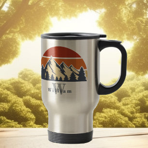 Sunset Mountain Monogram Hiking Travel Mug