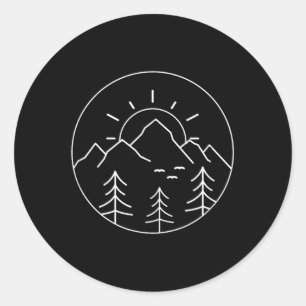 Sunset Mountain Nature Hiking Camping Outdoors Mou Classic Round Sticker