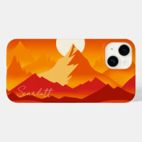 Sunset Mountain Peaks Landscape Illustration