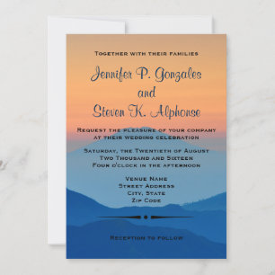 Sunset Mountain Powder Blue Wedding Invitation