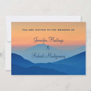 Sunset Mountain Powder Blue Wedding Invitation