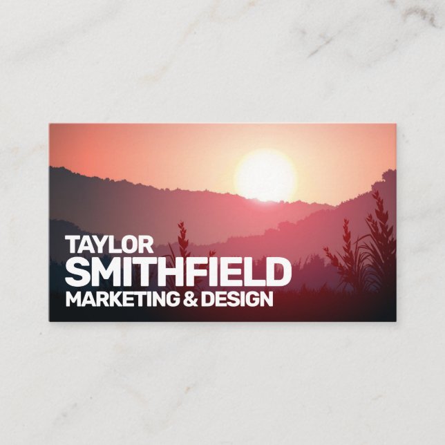 Sunset Mountain Range Adventure Business Card (Front)