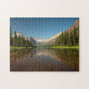Sunset Mountain Reflection   Glacier National Park Jigsaw Puzzle