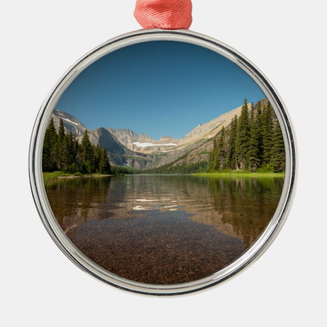 Sunset Mountain Reflection | Glacier National Park Metal Tree Decoration (Front)