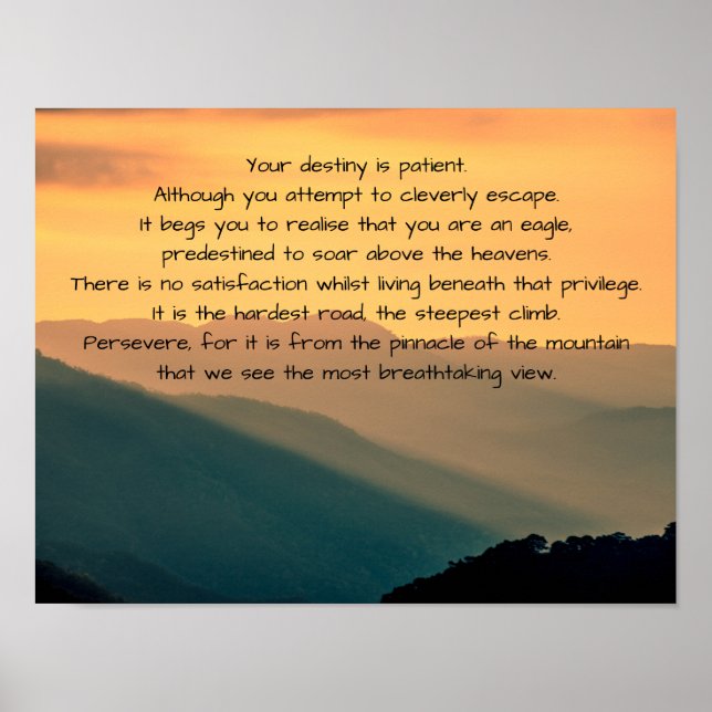 Sunset Mountain Themed Inspirational Poetry Poster (Front)
