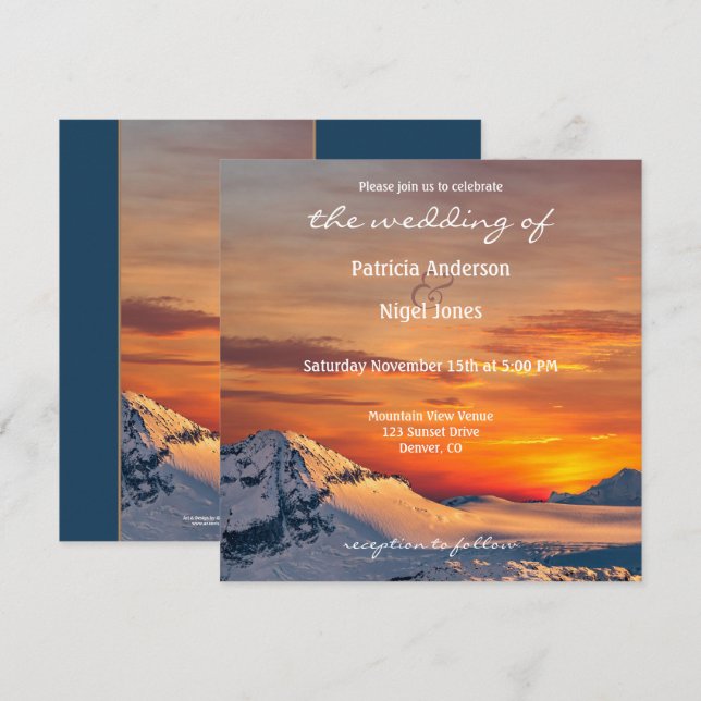 Sunset Mountain View Wedding Invitation (Front/Back)
