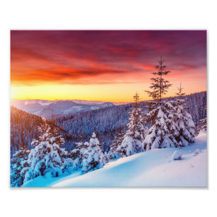 Sunset Mountain Winter Scene Photo Print