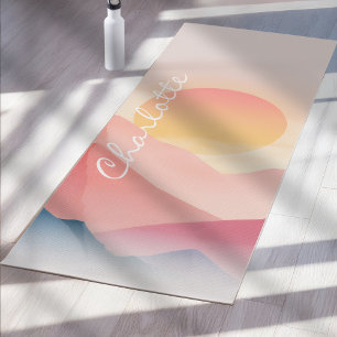 Sunset Mountain Yoga Mat – Soft Pastel Land Custom
