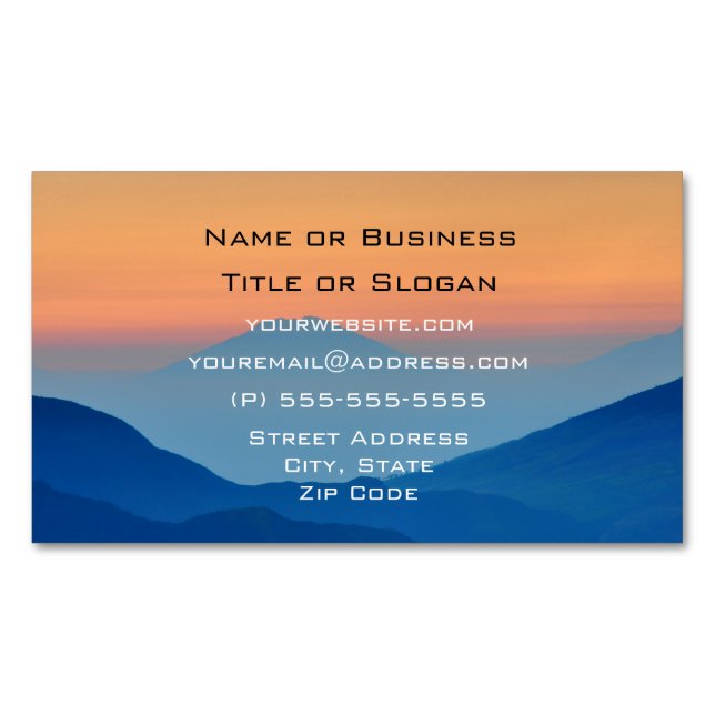 Sunset Mountains Abstract Landscape Magnetic Business Card (Front)