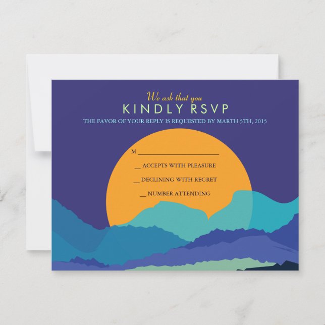 SUNSET & MOUNTAINS Bar Bat Mitzvah Reply Card (Front)