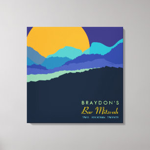 SUNSET & MOUNTAINS Bar Bat Mitzvah Sign-In Board Canvas Print