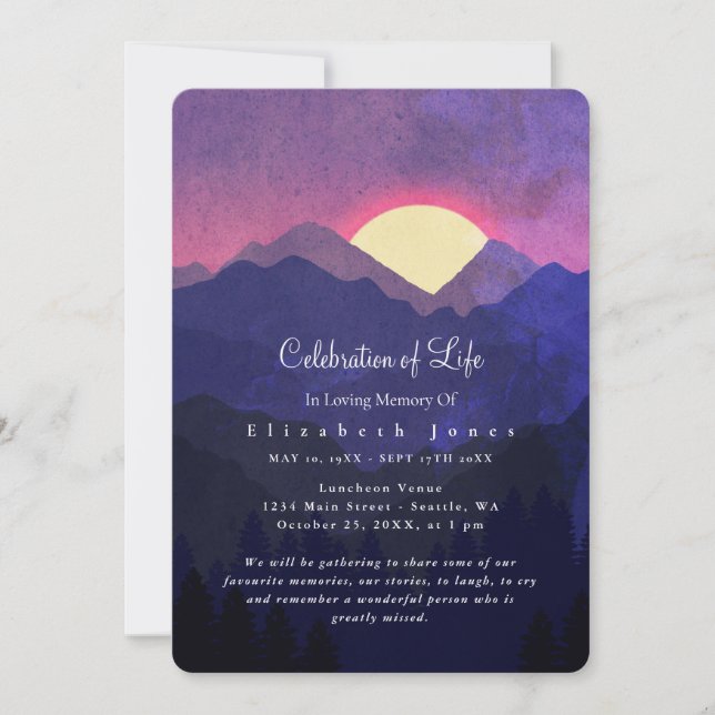 Sunset Mountains Celebration of Life Funeral (Front)