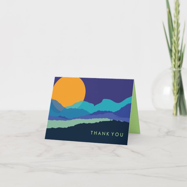 SUNSET & MOUNTAINS Folded Thank You Card (Front)