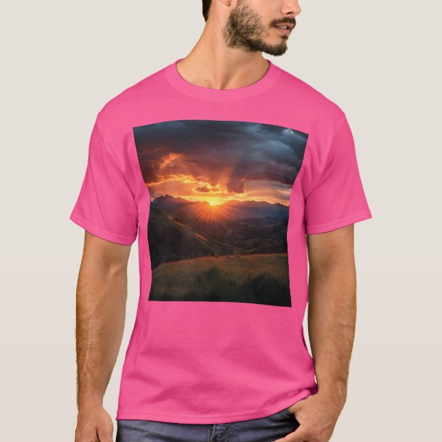 Sunset Mountains Landscape Mountains Landscape Wal T-Shirt (Front)