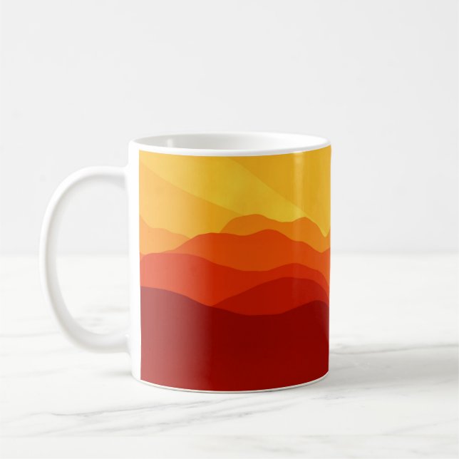 Sunset Mountains with Sunbeams Illustration -15662 Coffee Mug (Left)