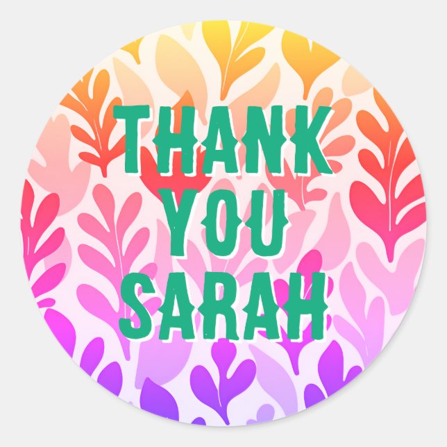 sunset nature pattern thank you create your own  classic round sticker (Front)