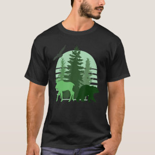 Sunset Nature Pine Tree Aesthetic Minimalist Woodl T-Shirt