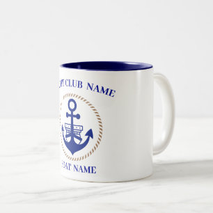 Sunset Nautical Anchor yacht club boat marina Two-Tone Coffee Mug