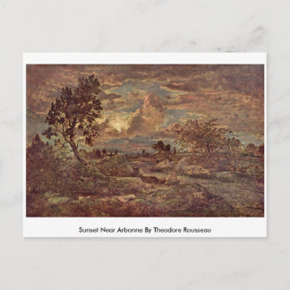 Sunset Near Arbonne By Theodore Rousseau Postcard