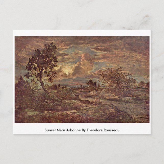 Sunset Near Arbonne By Theodore Rousseau Postcard (Front)