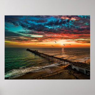 Sunset near the Oceanside Pier Poster