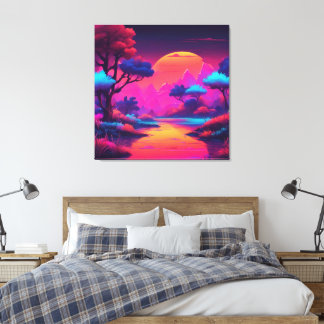 Sunset night sky AI art Canvas Print