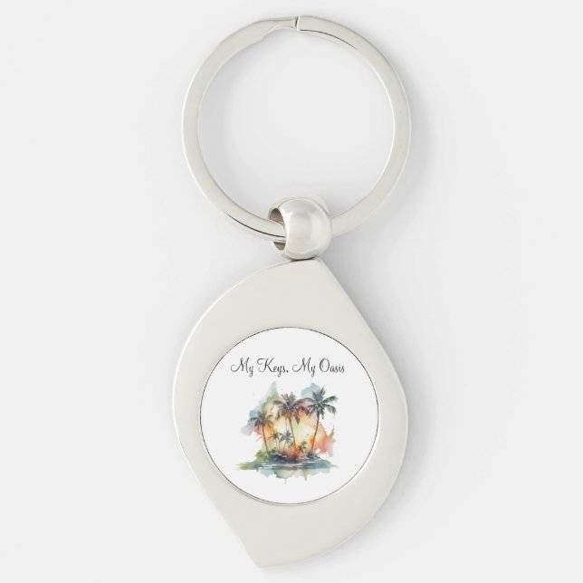 Sunset Oasis, custom Key Ring (Front)