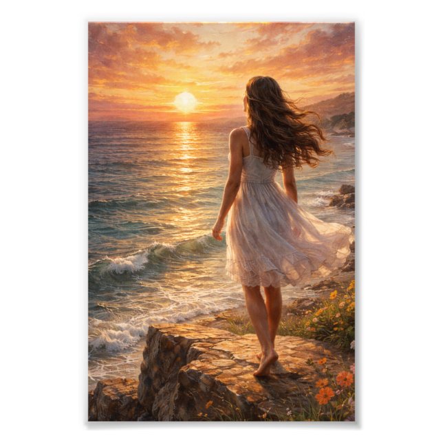 Sunset Ocean Aesthetic Photo Enlargement Print (Front)