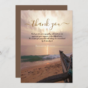 Sunset Ocean Boat Photo Celebration Of Life  Thank You Card
