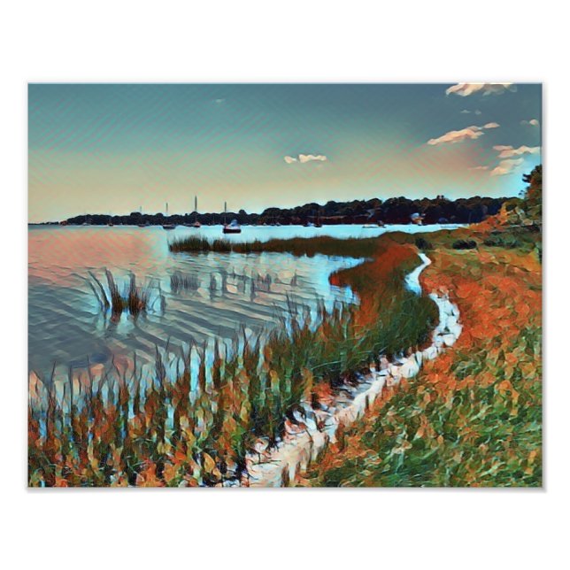 Sunset Ocean Coastal Pathway Photo Print (Front)