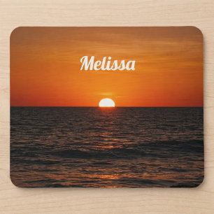 Sunset Ocean Custom Name Mouse Mat