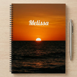 Sunset Ocean Custom Name Wall Art Notebook