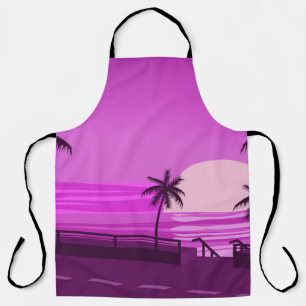 Sunset, ocean, evening, palm trees sea shore, apron