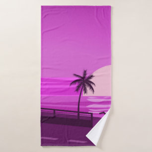 Sunset, ocean, evening, palm trees sea shore, bath towel