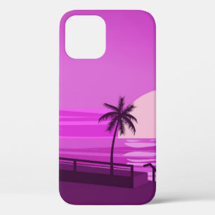 Sunset, ocean, evening, palm trees sea shore, iPhone 12 case