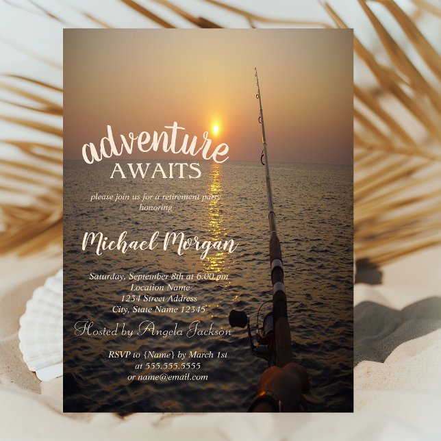 Sunset Ocean Fishing Retirement Party Invitation (Creator Uploaded)