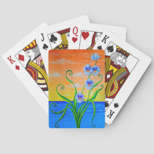 Sunset Ocean Orchids Playing Cards